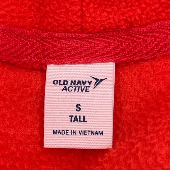 Old Navy Active Sz S Tall Coral Red Fleece Cropped Funnel Turtleneck Pullover - Picture 4 of 5
